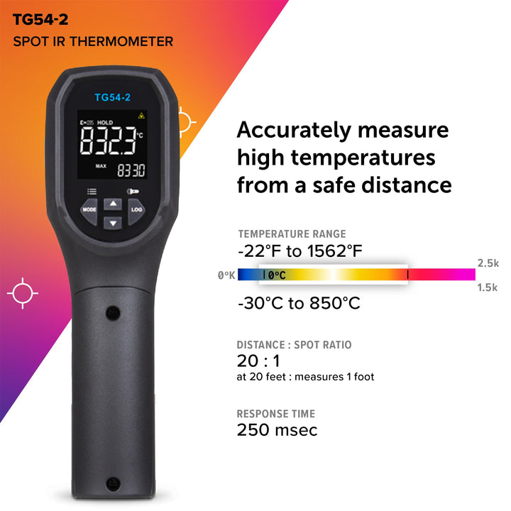 FLIR TG54-2 Infrared Spot Thermometer with Digital Readout: for Non-Contact Temperature Measurements up to 1,562 Degrees F