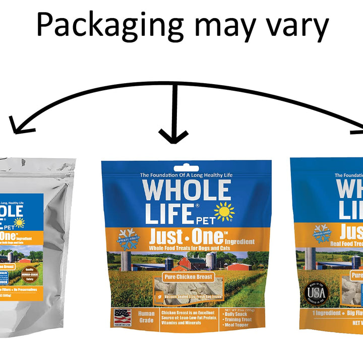 Whole Life Pet Just One Chicken Dog and Cat Value Packs - Human Grade, Freeze Dried, One Ingredient - Protein Rich, Grain Free, Made in The USA 21oz Bag