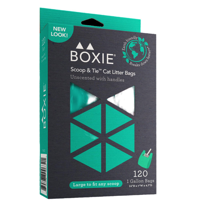 Boxie® Sustainable Scoop & Tie™ Bags for Pet Waste, Boxiecat- 120 Count (Pack of 1) 1 Count (Pack of 120)