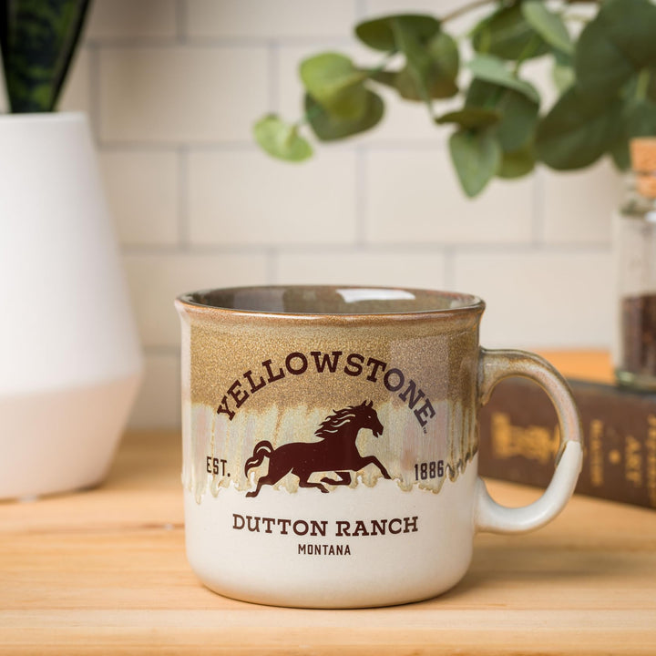 Silver Buffalo Yellowstone Dutton Ranch Silo Reactive Glaze Ceramic Camper Mug, 20 Ounces