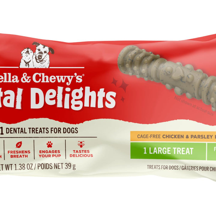 Stella & Chewy's Dental Delights with Freeze-Dried Chicken - Large Dental Treats for Dogs, Single Serve Chicken (Large Treat) 1.38 Ounce (Pack of 1)