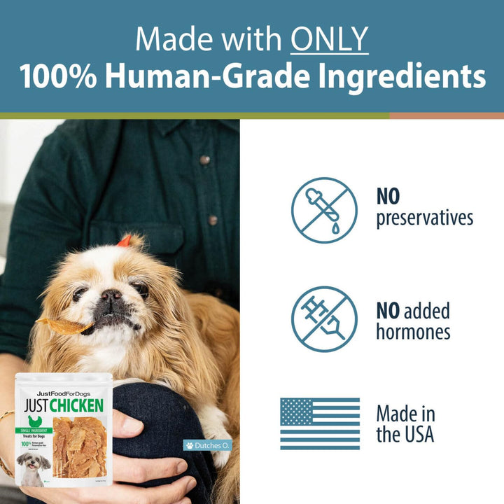 JustFoodForDogs Snack for Dogs, Single-Ingredient Chicken Healthy Dog Treats, Made in The USA, 18 oz 1.13 Pound (Pack of 1)