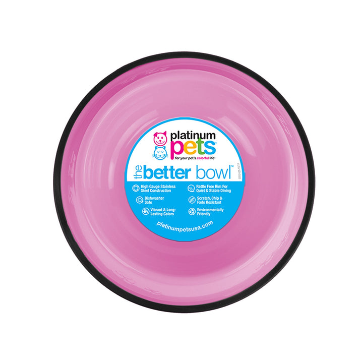 Platinum Pets Embossed Non-Tip Stainless Steel Cat/Dog Bowl, Cotton C/Y Pink, X-Large Cotton Candy Pink
