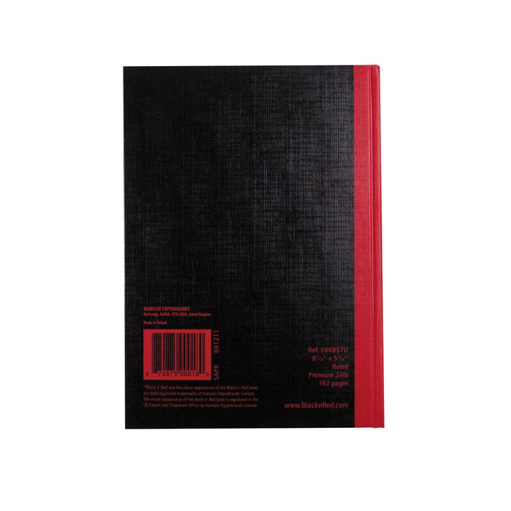 Black n' Red Notebook, Business Journal, 8-1/4"x 5-7/8", 96 Sheets, Ruled, Optik Paper, Hardcover, Casebound, Black (E66857) 1 Count Small