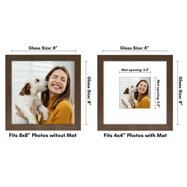 Americanflat 6x8 Picture Frame with Shatter-Resistant Glass - Use as 3x5 Frame with Mat or 6x8 Frame Without Mat - Signature Collection - Photo Frame for Tabletop and Wall Display - White 6x6