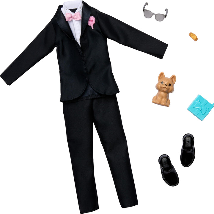 Barbie Clothes, Groom Fashion Pack for Ken Doll on Wedding Day, Tuxedo with Accessories for Complete Look