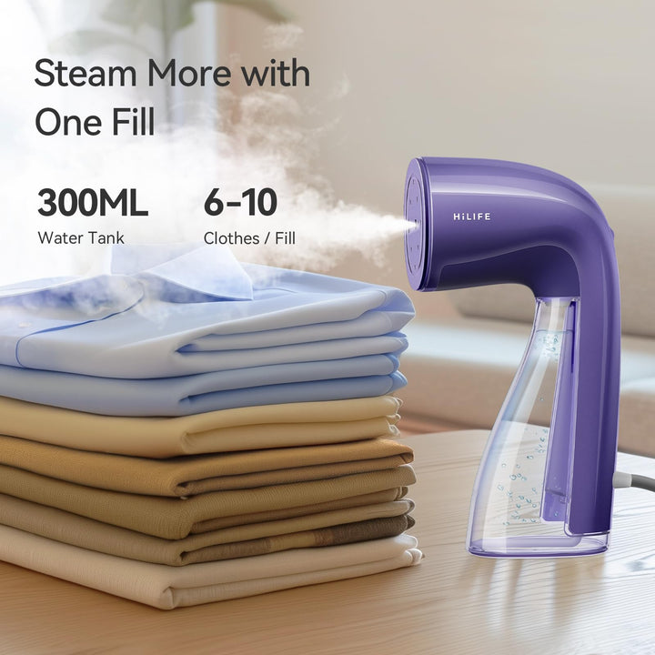 HiLIFE Steamer for Clothes, 1100W Clothes Steamer with Large 300ml Tank, Handheld Clothing Steamer, Fabric Wrinkle Remover, Portable & Compact Travel Size Garment Steamer ONLY FOR 120V (Blue) E-Blue