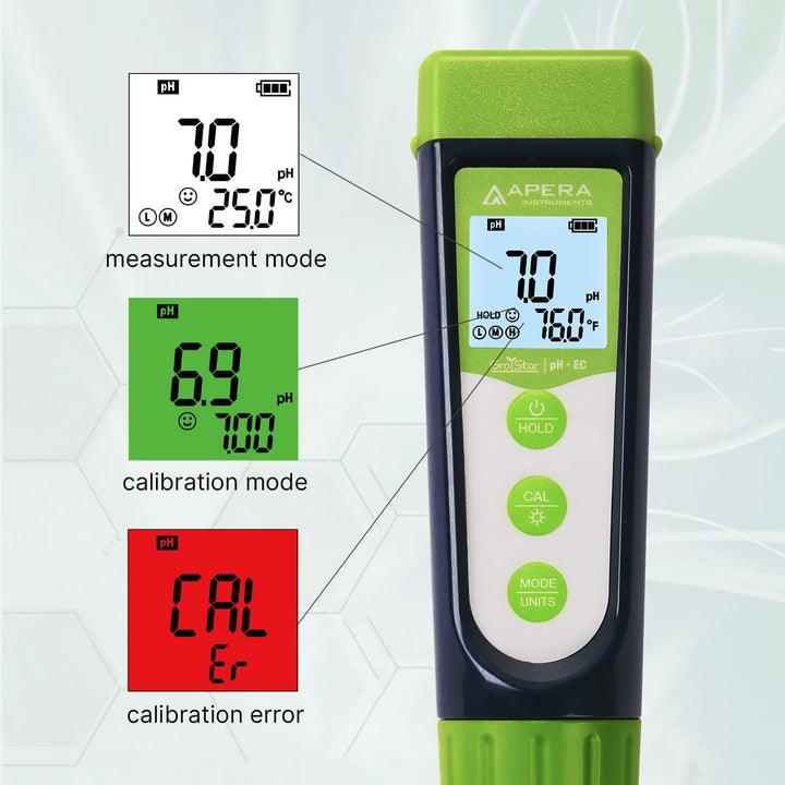 Apera Instruments AI104G GroStar Series GS4 pH/EC/500ppm/700ppm Combo 5-in-1 Pen Tester Kit with Replaceable Double-Junction pH/EC Probe for Hydroponics Water Quality Testing, Gen II pH/EC/ppm