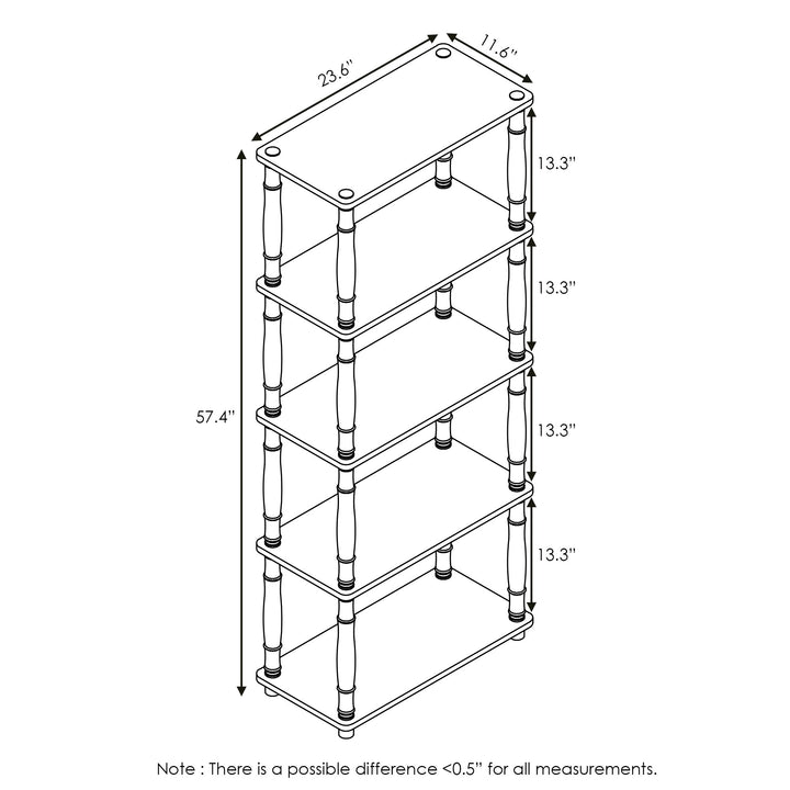 Furinno Turn-N-Tube 5-Tier Multipurpose Shelf / Display Rack / Storage Shelf / Bookshelf, Classic Tubes, Sonoma Oak/White 5-Tier Classic Tube