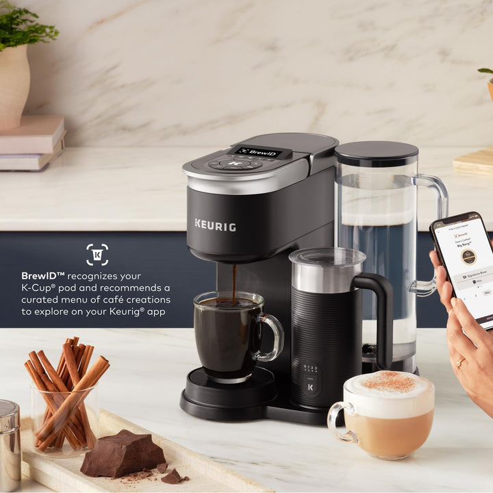 Keurig K-Café SMART Single Serve Coffee Maker with WiFi Compatibility, Latte and Cappuccino Machine with Built-In Frother, 6 Brew Sizes, Compatible with Alexa, Black