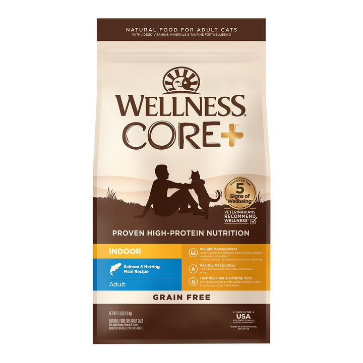 Wellness CORE Natural Grain-Free High Protein Adult Dry Cat Food Recipe, Turkey, Turkey Meal and Duck Formula, 11 Pound Bag 11 Pound (Pack of 1)