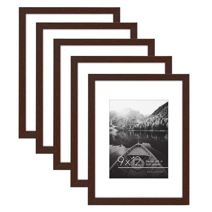 Americanflat 12x16 Picture Frame with Polished Plexiglass - Set of 5 - Use as 8.5x11 Frame with Mat or 12x16 Frame Without Mat - Galleria Collection - Gallery Wall Frame Set for Wall Display - White