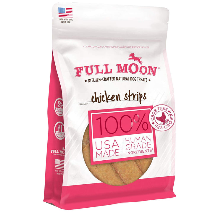 Full Moon Chicken Strips Healthy All Natural Dog Treats Human Grade Made in USA Grain Free 12 oz