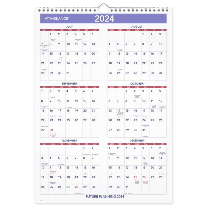 AT-A-GLANCE 2023-2024 Academic Wall Calendar, Monthly, 12" x 17", Medium, Ruled Daily Blocks (PMA228)