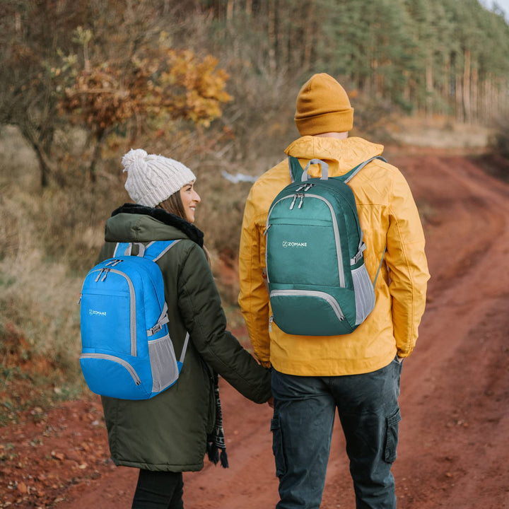 ZOMAKE Lightweight Packable Backpack 30L - Foldable Hiking Backpacks Water Resistant Compact Folding Daypack for Travel(Light Blue) Medium Light Blue