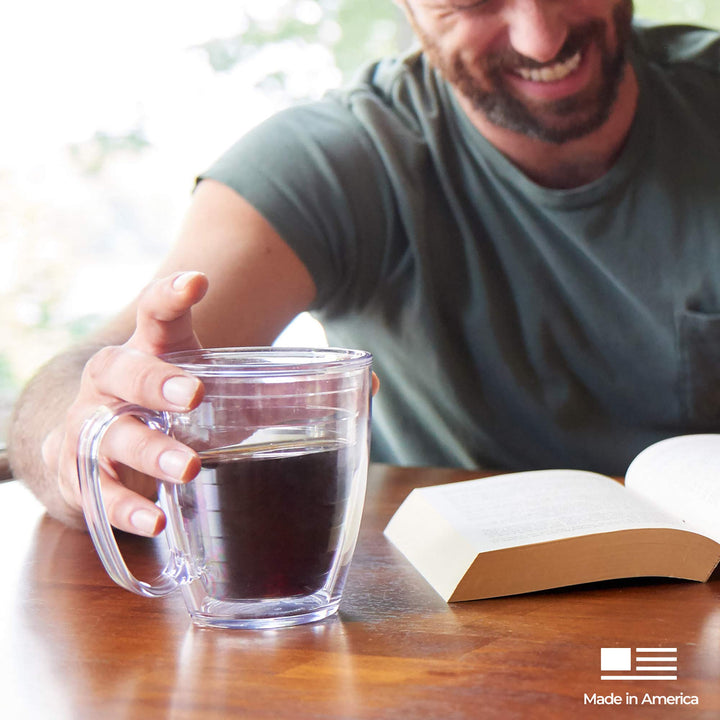 Tervis Clear & Colorful Tabletop Made in USA Double Walled Insulated Tumbler Travel Cup Keeps Drinks Cold & Hot, 16oz Mug, Elderberry Wild