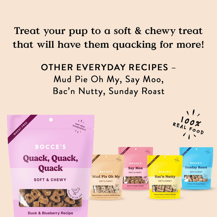 Bocce's Bakery - The Everyday Menu: Wheat Free, Soft & Chewy Dog Treats, 6 oz Duck & Blueberry 6 Ounce (Pack of 1)