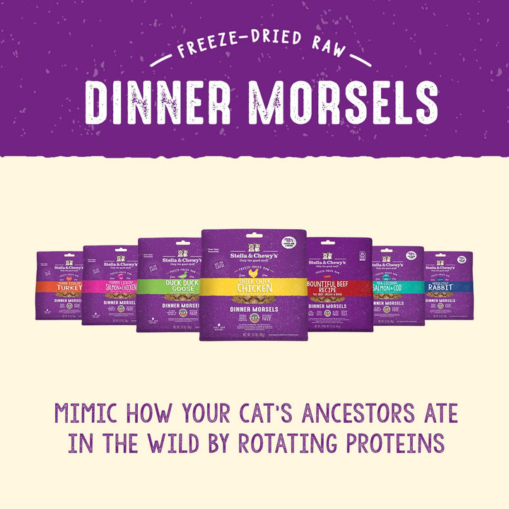 Stella & Chewy's Freeze-Dried Raw Cat Dinner Morsels – Grain Free, Protein Rich Cat & Kitten Food – Bountiful Beef Recipe – 8 oz Bag 8 Ounce (Pack of 1)