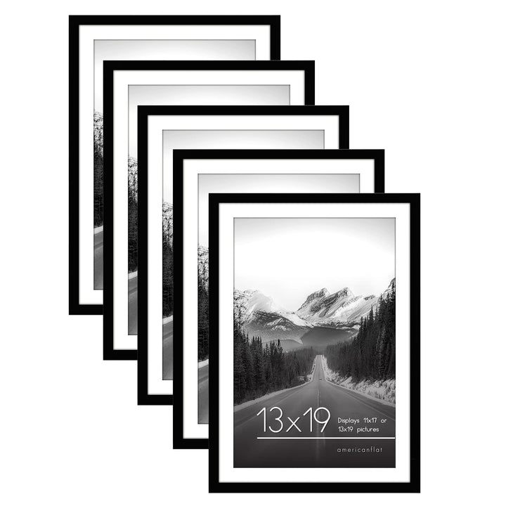 Americanflat 12x16 Picture Frame with Polished Plexiglass - Set of 5 - Use as 8.5x11 Frame with Mat or 12x16 Frame Without Mat - Galleria Collection - Gallery Wall Frame Set for Wall Display - White