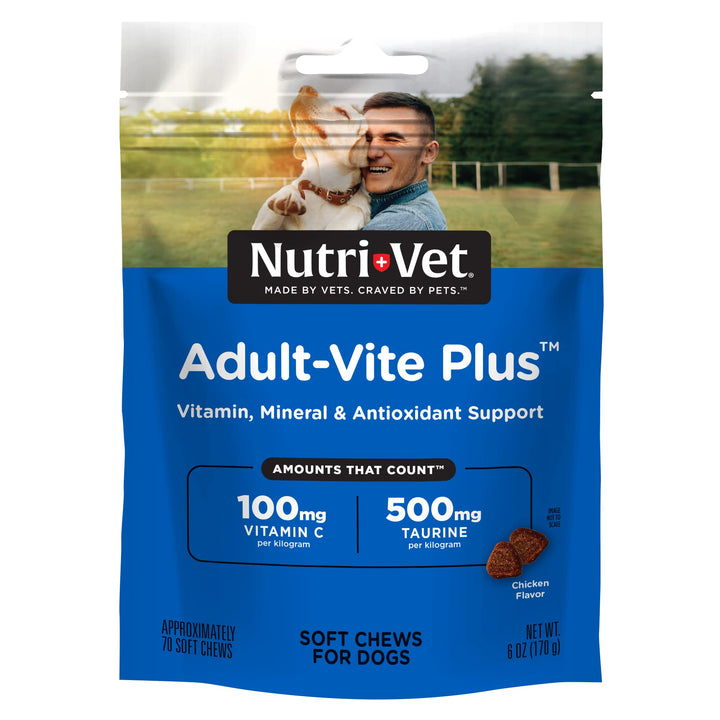 Nutri-Vet Adult-Vite Plus Soft Chews for Dogs |Formulated with Vitamins and Minerals | Supports Everyday Health | 70 Count, 6 Ounces