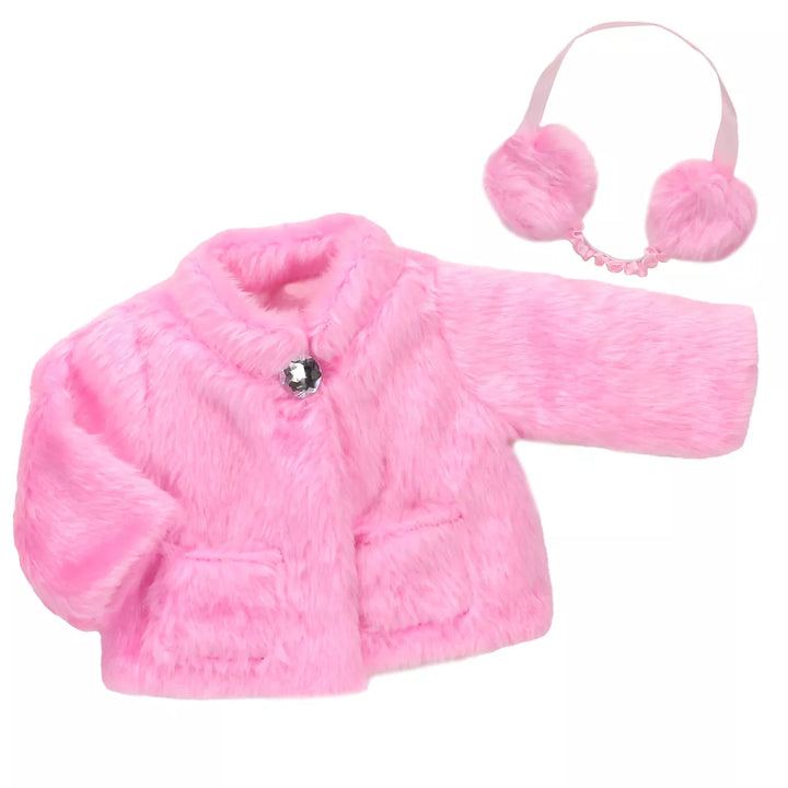 Sophia’S Pink Faux Fur Coat and Earmuff Headband Set for 18" Dolls