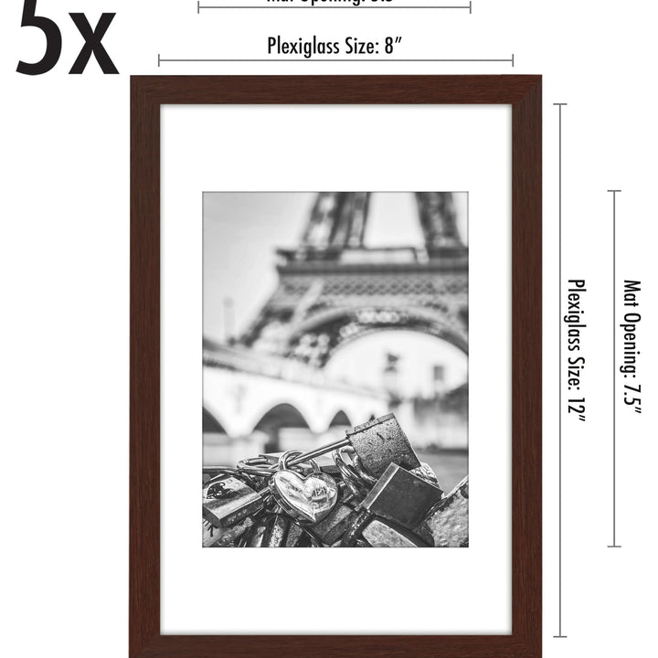 Americanflat 12x16 Picture Frame with Polished Plexiglass - Set of 5 - Use as 8.5x11 Frame with Mat or 12x16 Frame Without Mat - Galleria Collection - Gallery Wall Frame Set for Wall Display - White