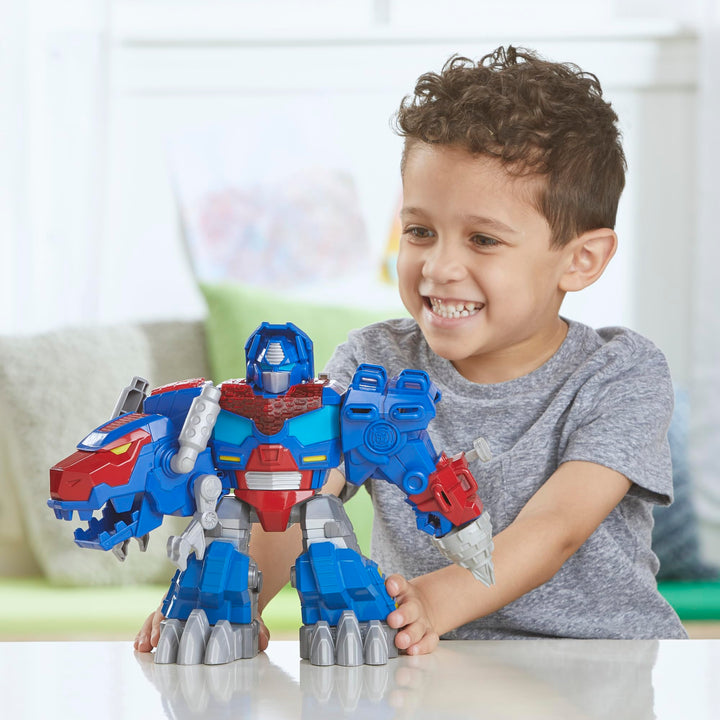 Transformers Dinobot Adventures Optimus Prime T-Rex Converting Toy with Lights and Sounds, 9+ Inch Action Figure, Ages 3 and Up