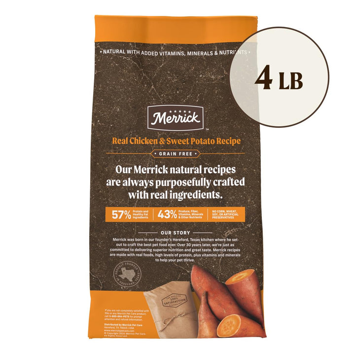 Merrick Dry Dog Food, Real Bison, Beef and Sweet Potato Grain Free Dog Food Recipe - 10 lb. Bag Grain Free with Sweet Potato Beef & Bison 10 Pound (Pack of 1)