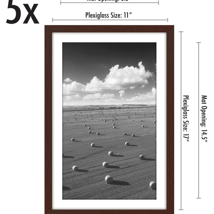 Americanflat 12x16 Picture Frame with Polished Plexiglass - Set of 5 - Use as 8.5x11 Frame with Mat or 12x16 Frame Without Mat - Galleria Collection - Gallery Wall Frame Set for Wall Display - White