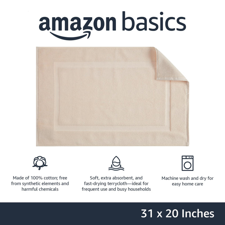 Basics Banded Bathroom Bath Rug Mat, Cream, 31" L x 20" W