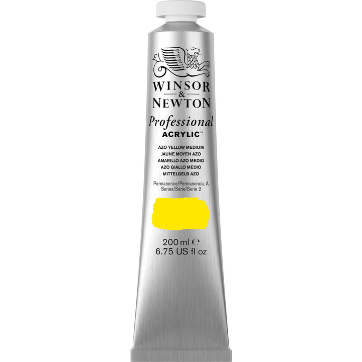 Winsor & Newton Professional Acrylic Paint, 200ml (6.75-oz) Tube, Azo Yellow Medium 6.75-oz Tube