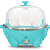 Elite Gourmet EGC-007T# Rapid Egg Cooker, 7 Easy-To-Peel, Hard, Medium, Soft Boiled Eggs, Poacher, Omelet Maker, Auto Shut-Off, Alarm, 16-Recipe Booklet, Teal 7 Egg Blue