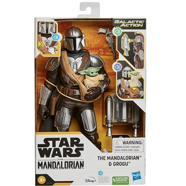 STAR WARS Galactic Action The Mandalorian & Grogu Interactive Electronic 12-Inch-Scale Action Figures, Toys for Kids Ages 4 and Up