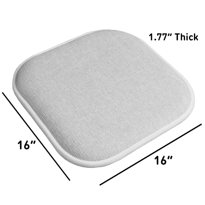 Sweet Home Collection Chair Cushion Memory Foam Pads Honeycomb Pattern Slip Non Skid Rubber Back Rounded Square 16" x 16" Seat Cover, 2 Pack, Alexis Gray/White