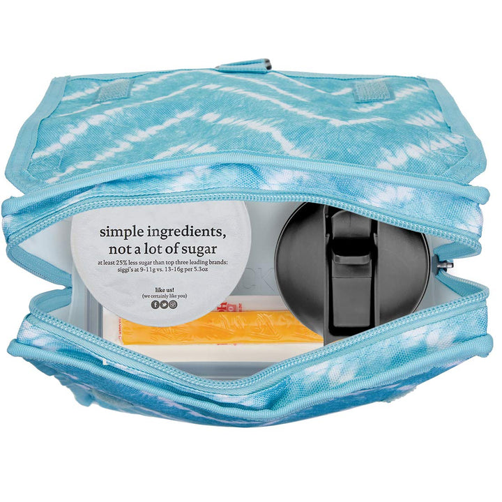 PackIt Freezable Lunch Bag, Aqua Tie Dye, Built with EcoFreeze Technology, Foldable, Reusable, Zip and Velcro Closure with Buckle Handle, Perfect for Lunches