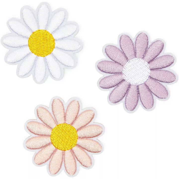 Bright Creations 12-Pack Daisy Flowers Embroidery Fabric Iron on Patches, 3 Pastel Colors (1.8 X 1.8 In)