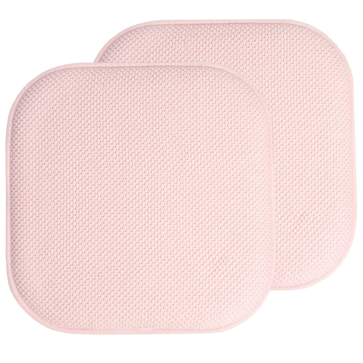 Sweet Home Collection Chair Cushion Memory Foam Pads Honeycomb Pattern Slip Non Skid Rubber Back Rounded Square 16" x 16" Seat Cover, 2 Pack, Pink