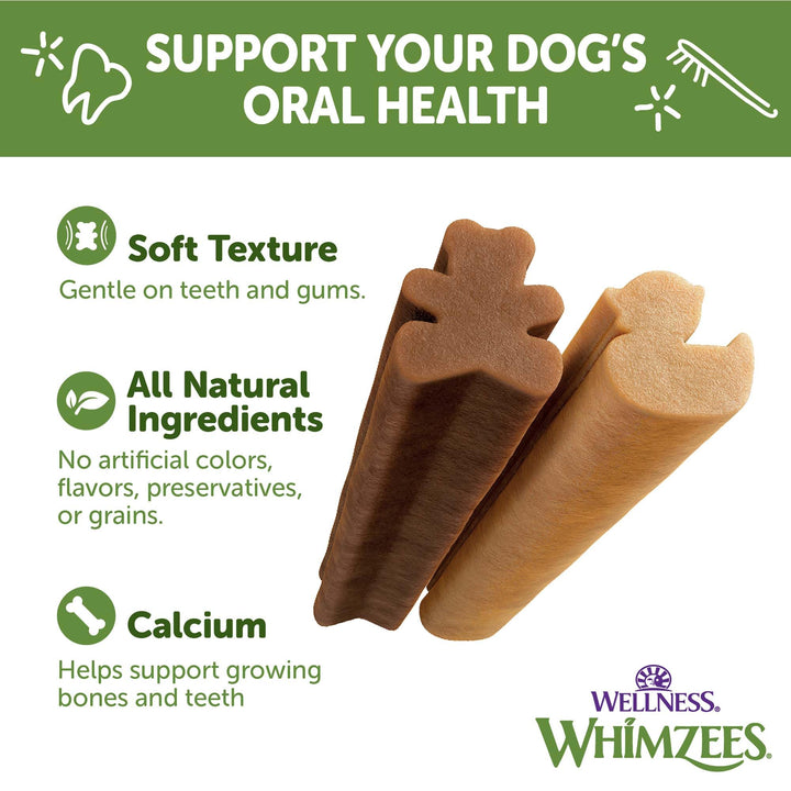 Whimzees by Wellness Dental Treats for Puppies, Natural, Grain Free, Helps to Clean Teeth, Freshen Breath, Reduce Tartar & Plaque, Longer Lasting Chew (M/L) Dental M/L 14 Count (Pack of 1)