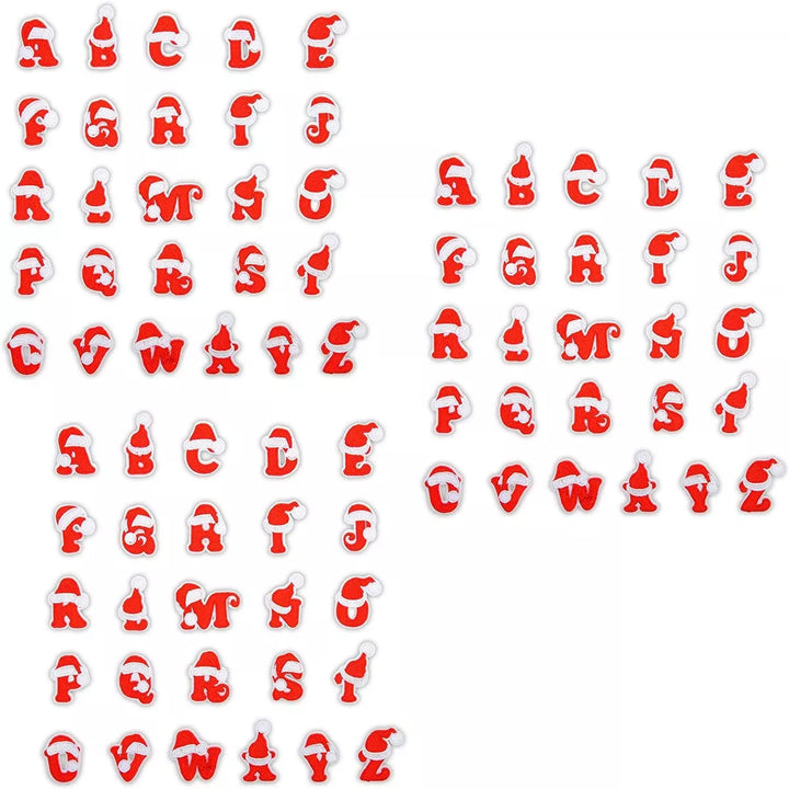 Bright Creations 78-Pack Christmas Hat Alphabet Iron on Patches, 3 Sets Red Letters (1.5 In)