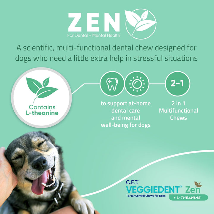 Virbac C.E.T. VEGGIEDENT Zen Tartar Control Chews for Dogs - Medium Medium (Pack of 30)