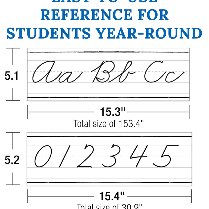 Carson Dellosa 39-Piece Farmhouse Cursive Alphabet and Number Line Bulletin Board Set, Cursive Alphabet Wall Strip and Number Line, Cursive Classroom Poster, and Modern Farmhouse Classroom Cutouts