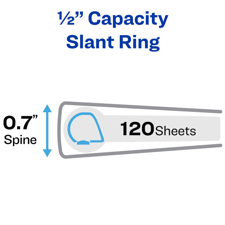 Avery Heavy Duty View 3 Ring Binder, 0.5" One Touch Slant Ring, Holds 8.5" x 11" Paper, 1 White Binder (79380) 0.5" 1 Pack