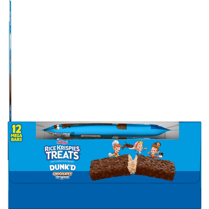 Rice Krispies Treats Dunk'd Marshmallow Snack Bars, Kids Snacks, School Lunch, Chocolatey, 37.2oz Box (12 Bars) Chocolatey Original