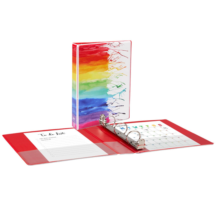 Avery + Amy Tangerine Designer Collection Mini Binder, 5.5" x 8.5", 1 Inch Round Rings, Watercolor Rainbow, 1 Mini 3 Ring Binder (18713) 1" 1 Pack