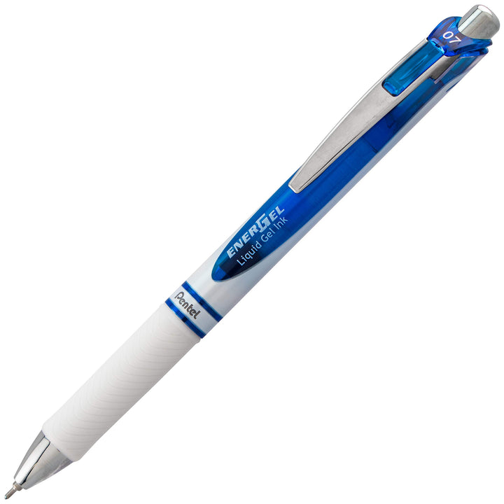 Pentel EnerGel RTX Pearl Retractable Liquid Gel Pen, (0.7mm) Medium Line, Needle Tip, Blue Ink, 12 pack (BLN77PW-C)