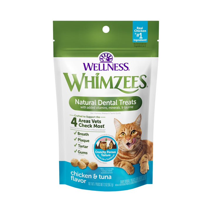 Whimzees Wellness Natural Cat Dental Treats, Chicken & Salmon Flavor, 2 Ounce 2 Ounce (Pack of 1)