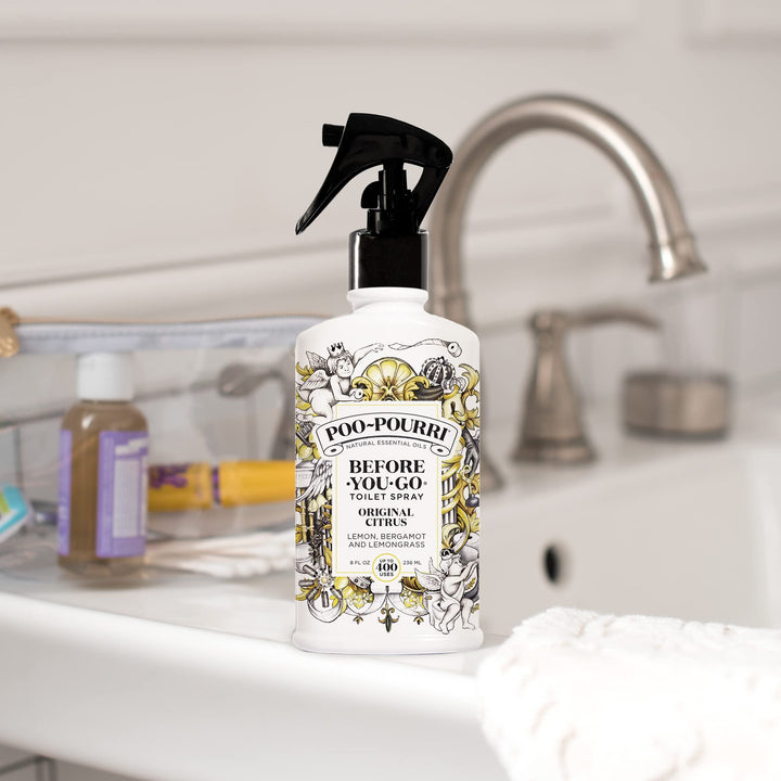 Poo-Pourri Before-You-Go Toilet Spray, Original Citrus, 8 Fl Oz - Lemon, Bergamot and Lemongrass 8 Ounce (Pack of 1)