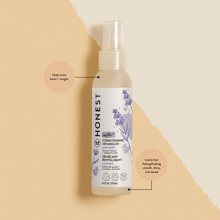 The Honest Company Conditioning Hair Detangler | Leave-In Conditioner + Fortifying Spray | Tear-Free, Cruelty-Free, Hypoallergenic | Lavender Calm, 4 Fl Oz