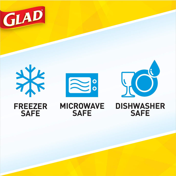 Glad GladWare Entrée Food Storage Containers Lock Tight Seal | BPA Free | Medium Square Plastic Containers Hold Up to 25 Ounces of Food, 5 Count - 2 Pack 25 oz - 10 Count