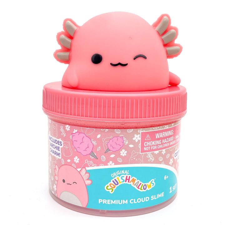 SQUISHMALLOWS Original Archie The Axolotl Premium Scented Slime, 8 oz. Smooth Slime, Cotton Candy Scented, 3 Fun Slime Add Ins, Pre-Made Slime for Kids, Great 6 Year Old Toys, Super Soft Sludge Toy